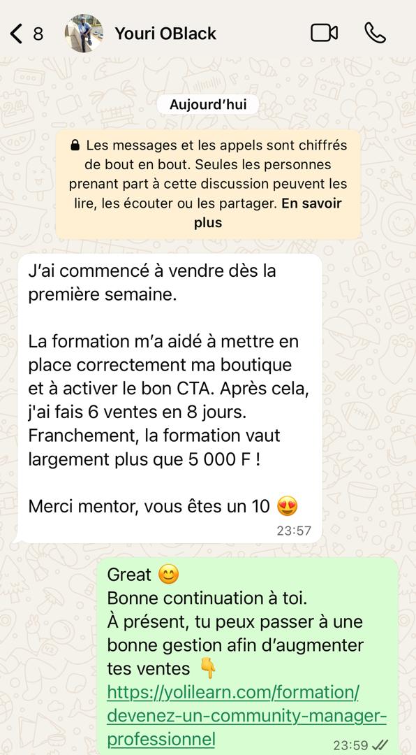 Témoignage de apprenant